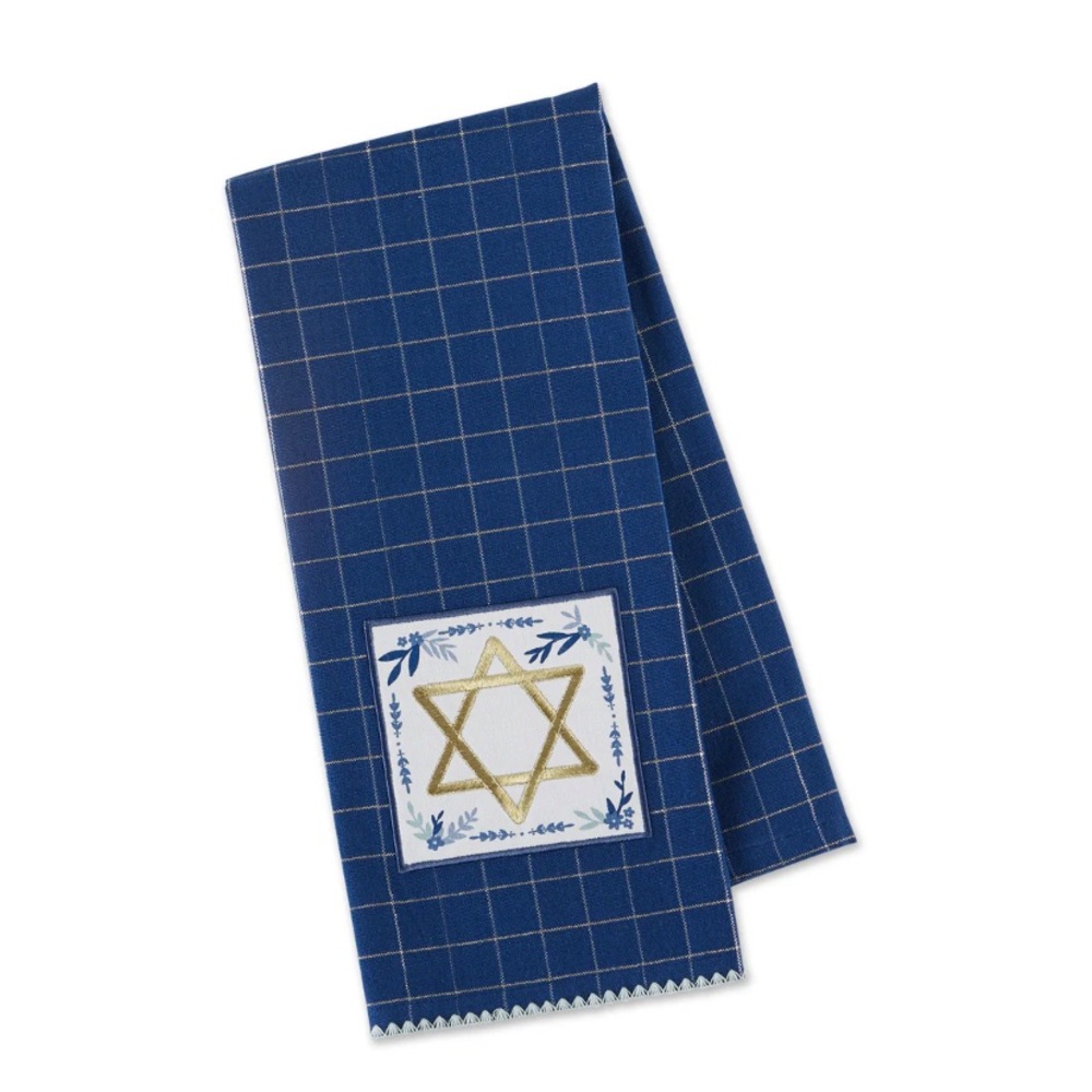 Star of David embroidered dish towel